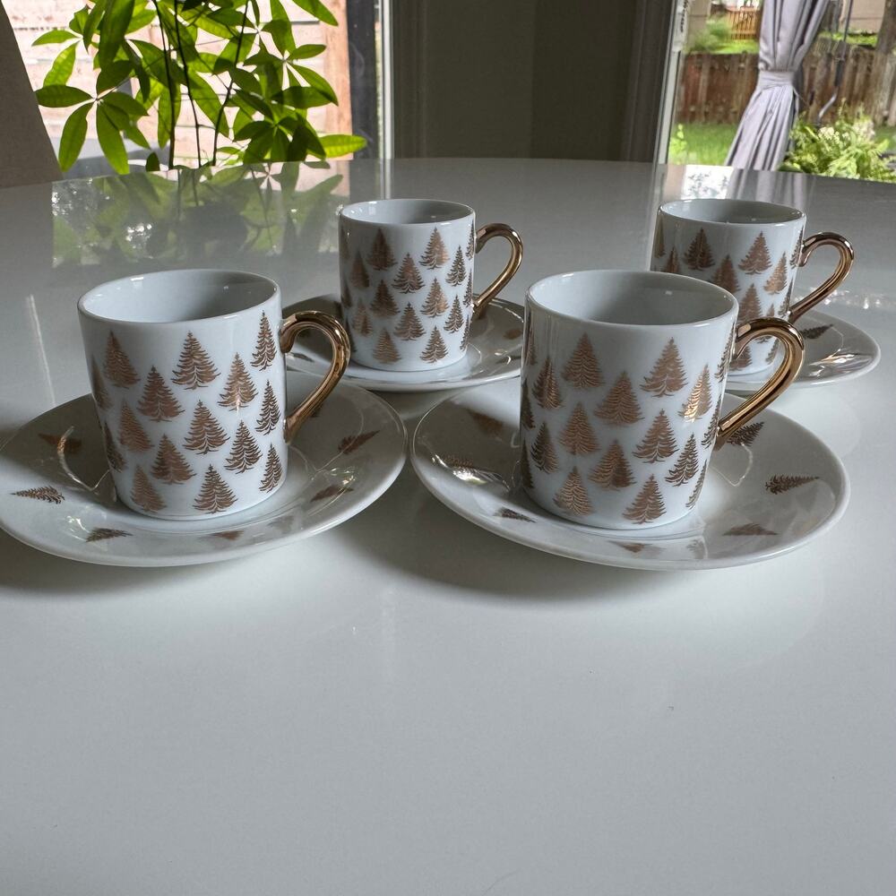 Centurion Collection Gold Holiday Demitasse Espresso Cups & Saucers | set of 4